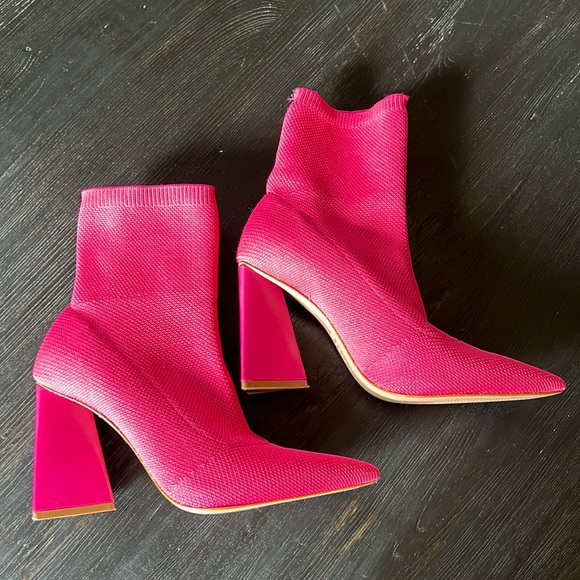 SCHUTZ Marila Knit Hot Pink Boots - Picture 2 of 12